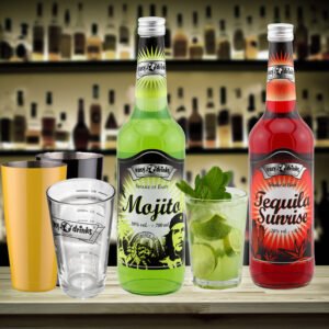 "1 Mojito/1 Tequila Sunrise/6 Gläser/1 Shaker Gelb oder Schwarz"