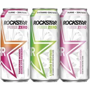(24 Cans) Rockstar Pure Zero Energy Drink, Tangerine Mango Guava Strawberry, 16 fl oz