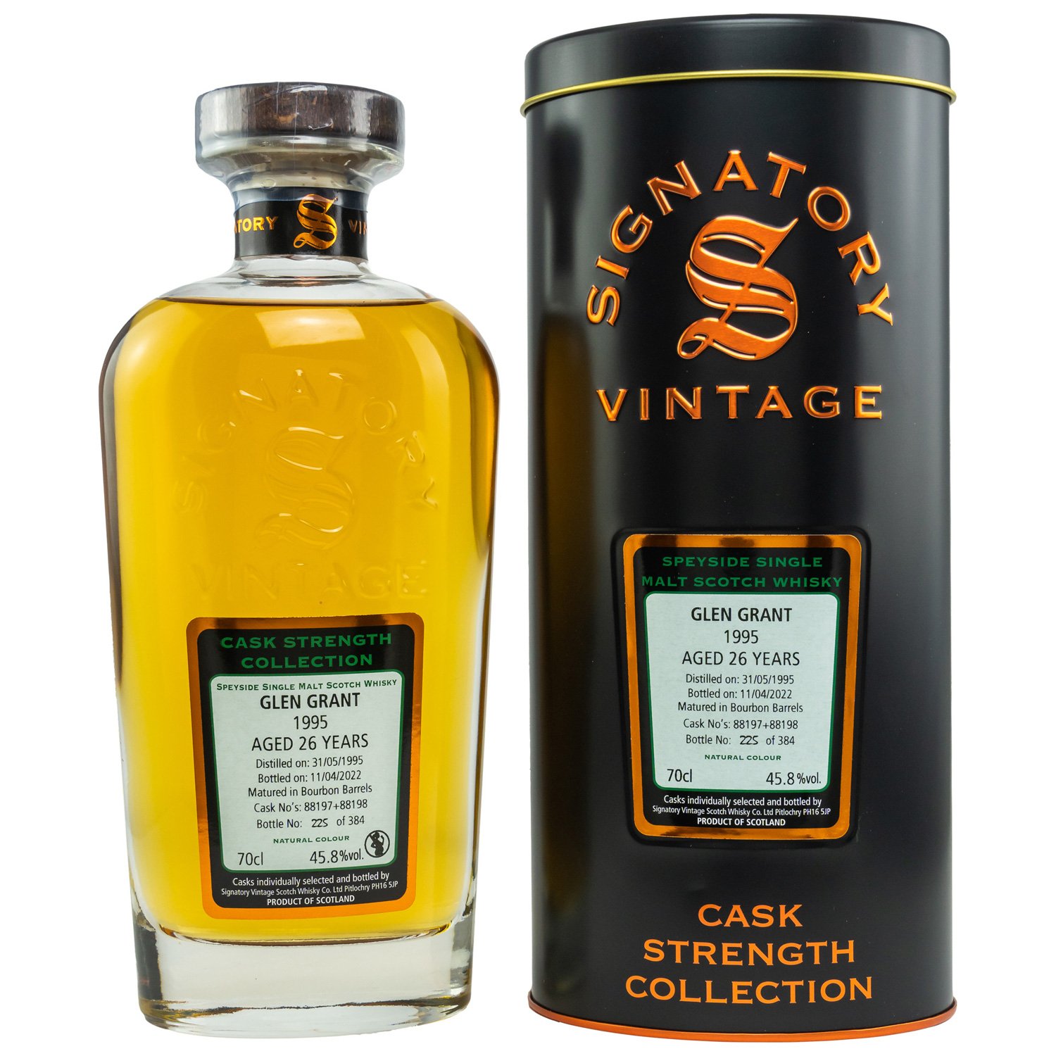 Glen Grant 26 Jahre (1995-2022) / Cask #88197+88198 / 45,8% 0,7 ltr. Signatory Vintage