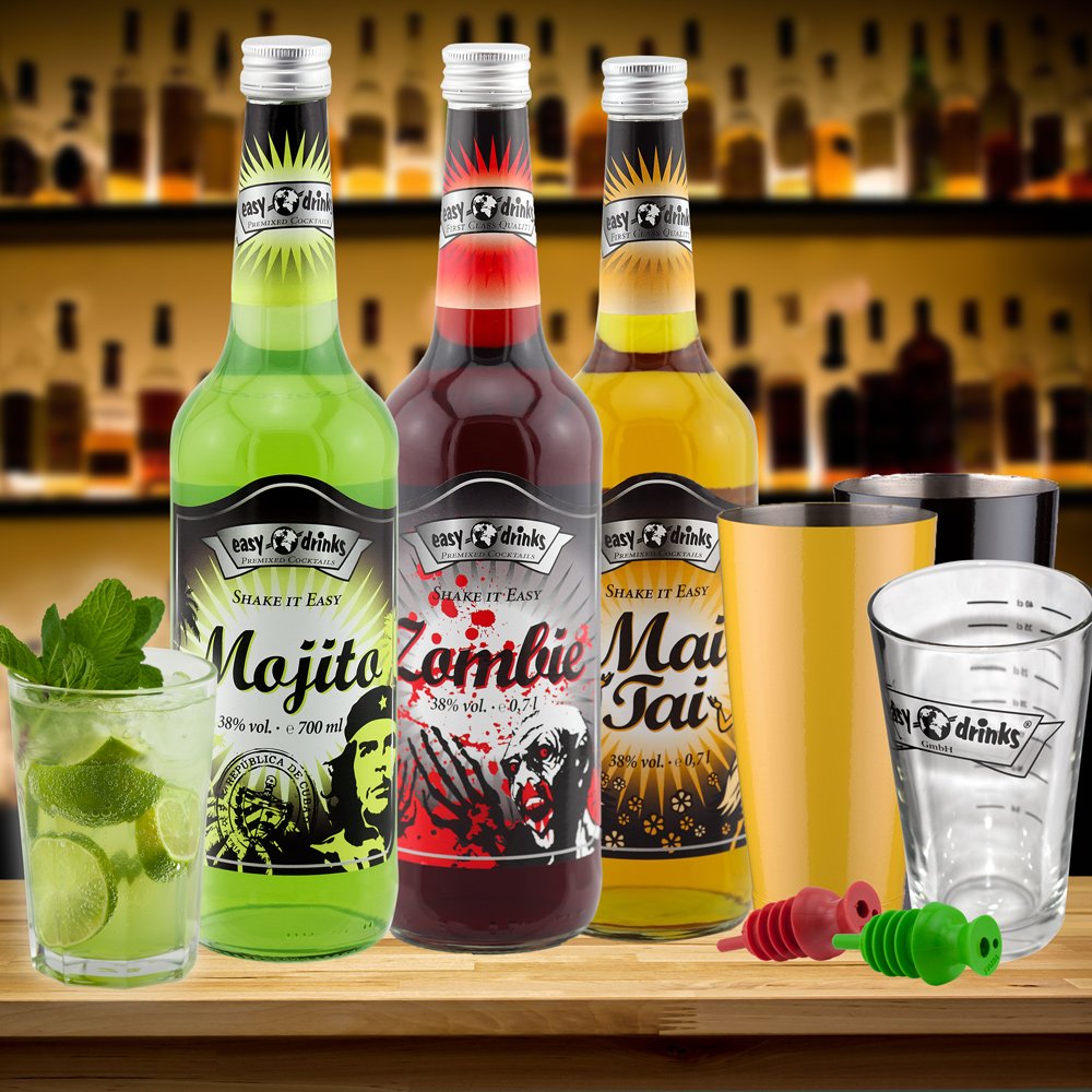 "je 1 Mai Tai, Mojito, Zombie, Shaker Gelb