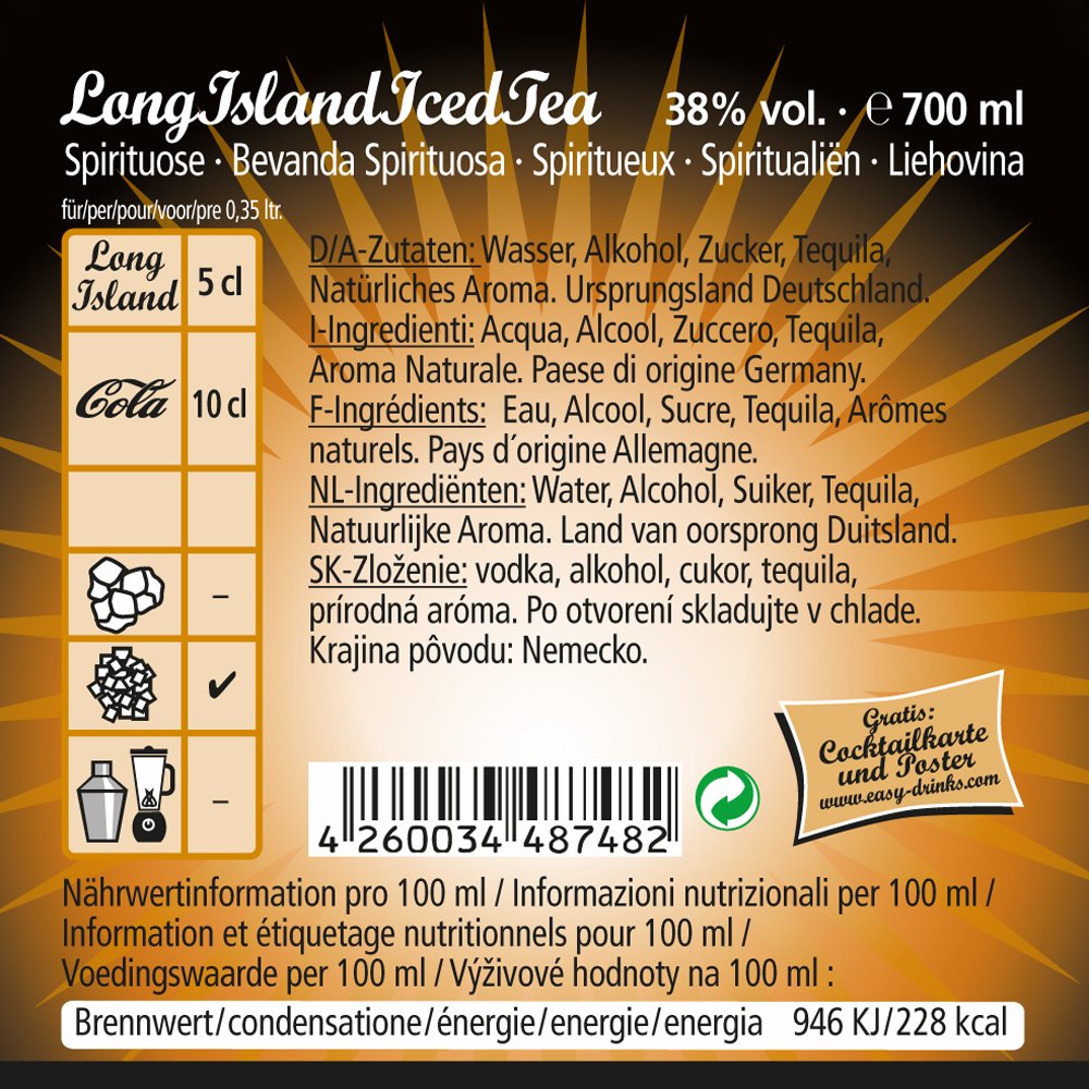 Long Island Iced Tea / Fertigcocktail / 38% Vol. 0,7 ltr. - Image 5