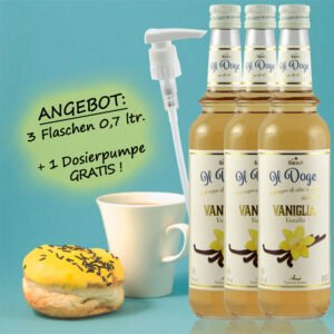 Sparset: 3 x Il Doge Sirup Vanille 0,7 ltr. + 1 Pumpe gratis