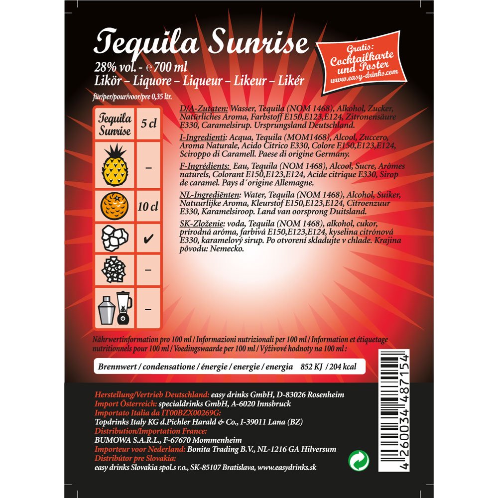 Tequila Sunrise / Fertigcocktail / 28% Vol. 0,7 ltr - Image 6
