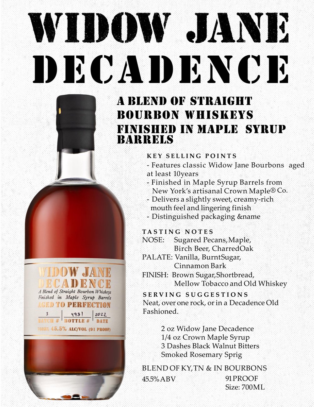 Widow Jane Decadence Bourbon Whiskey 10 Jahre 45,5% Vol. 0,7 ltr. - Image 2