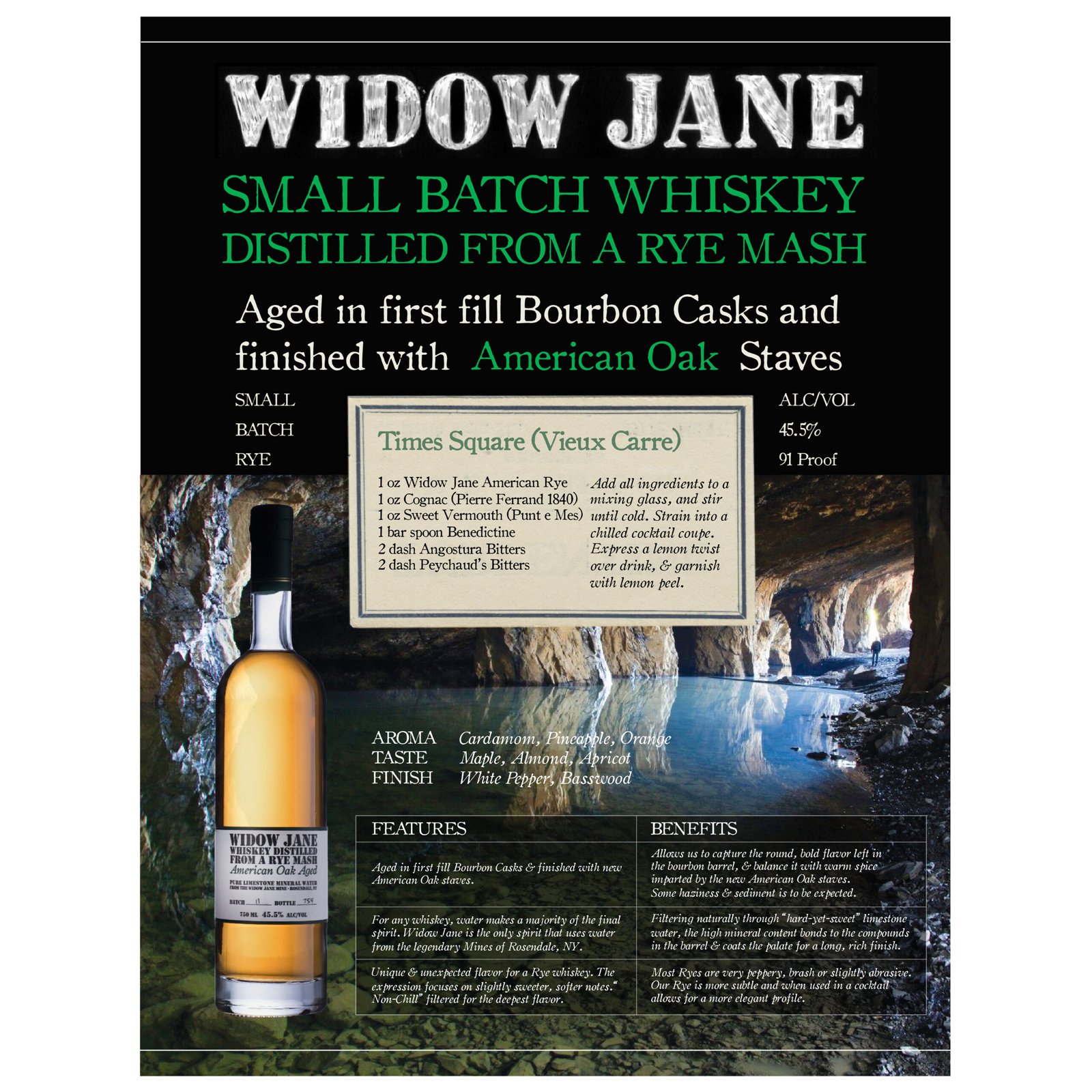 Widow Jane Rye Mash Whiskey 45,5% Vol. 0,7 ltr. - Image 2